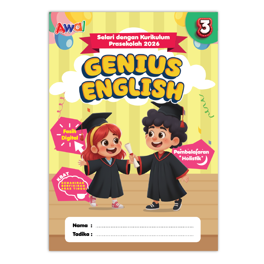 Buku Aktiviti Prasekolah Genius English 3 | Selari Kurikulum Prasekolah 2026