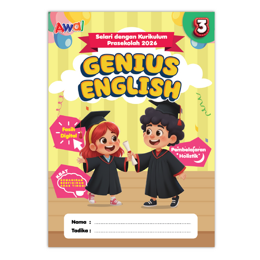 Buku Aktiviti Prasekolah Genius English 3 | Selari Kurikulum Prasekolah 2026