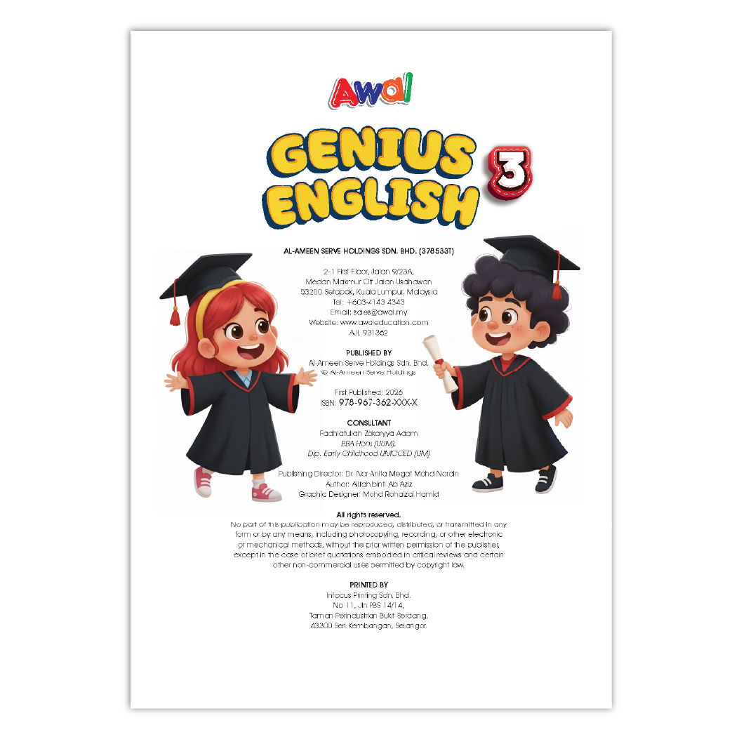Buku Aktiviti Prasekolah Genius English 3 | Selari Kurikulum Prasekolah 2026