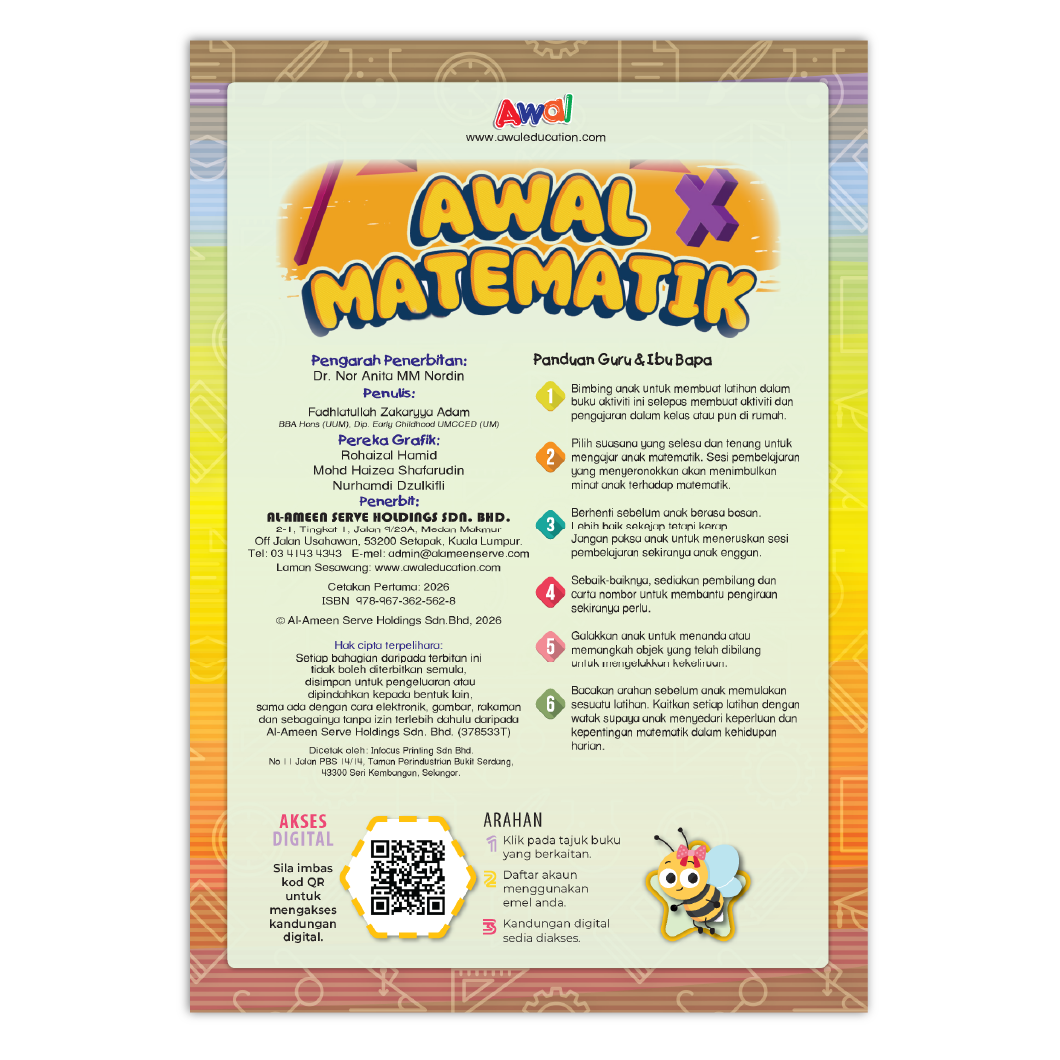 Buku Aktiviti Prasekolah Awal Matematik 1 | Selari Kurikulum Prasekolah 2026