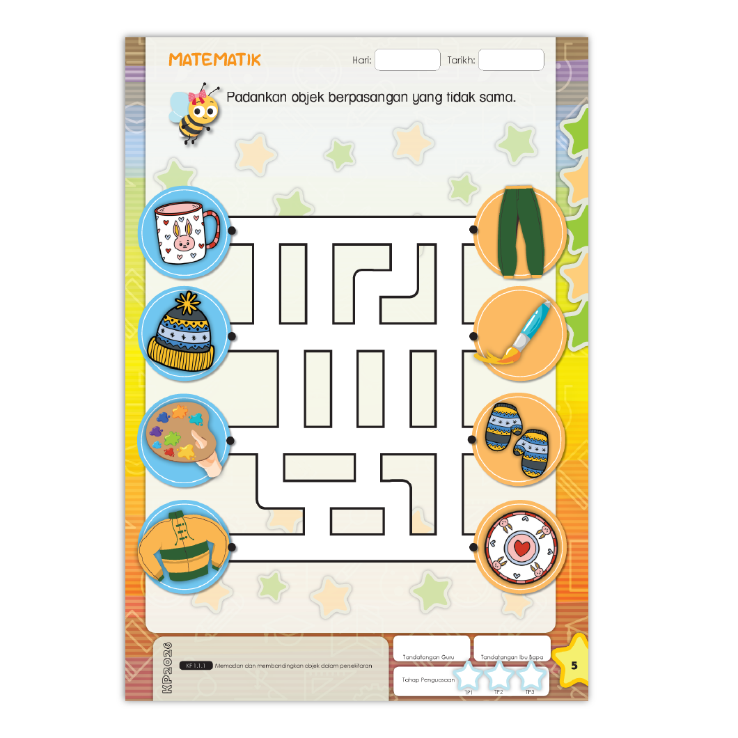 Buku Aktiviti Prasekolah Awal Matematik 1 | Selari Kurikulum Prasekolah 2026
