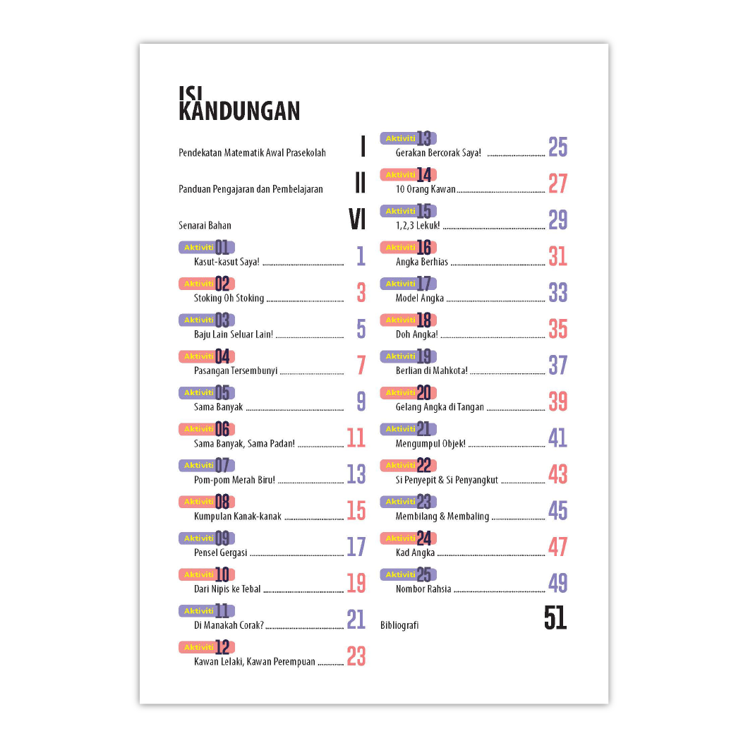 Matematik Awal Prasekolah 1 (4-6 Tahun) - Buku Teks 1