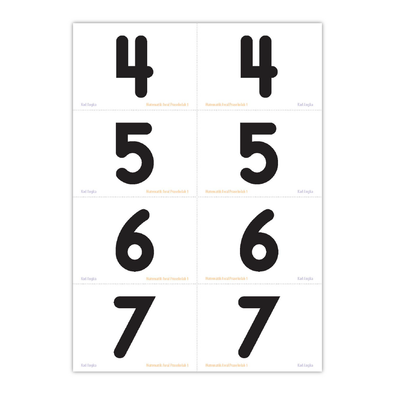 Matematik Awal Prasekolah 1 (4-6 Tahun) - Kad Imbasan 1